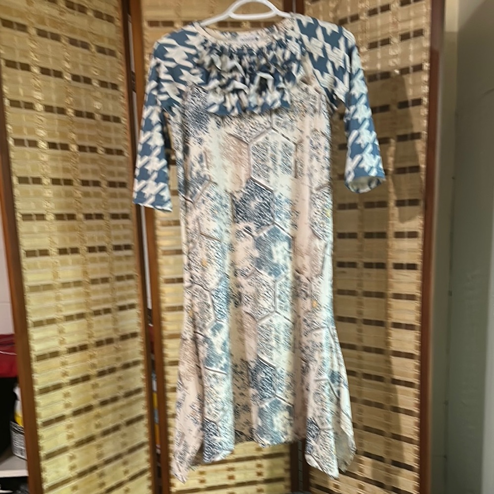 Blue and White Patterned Dress